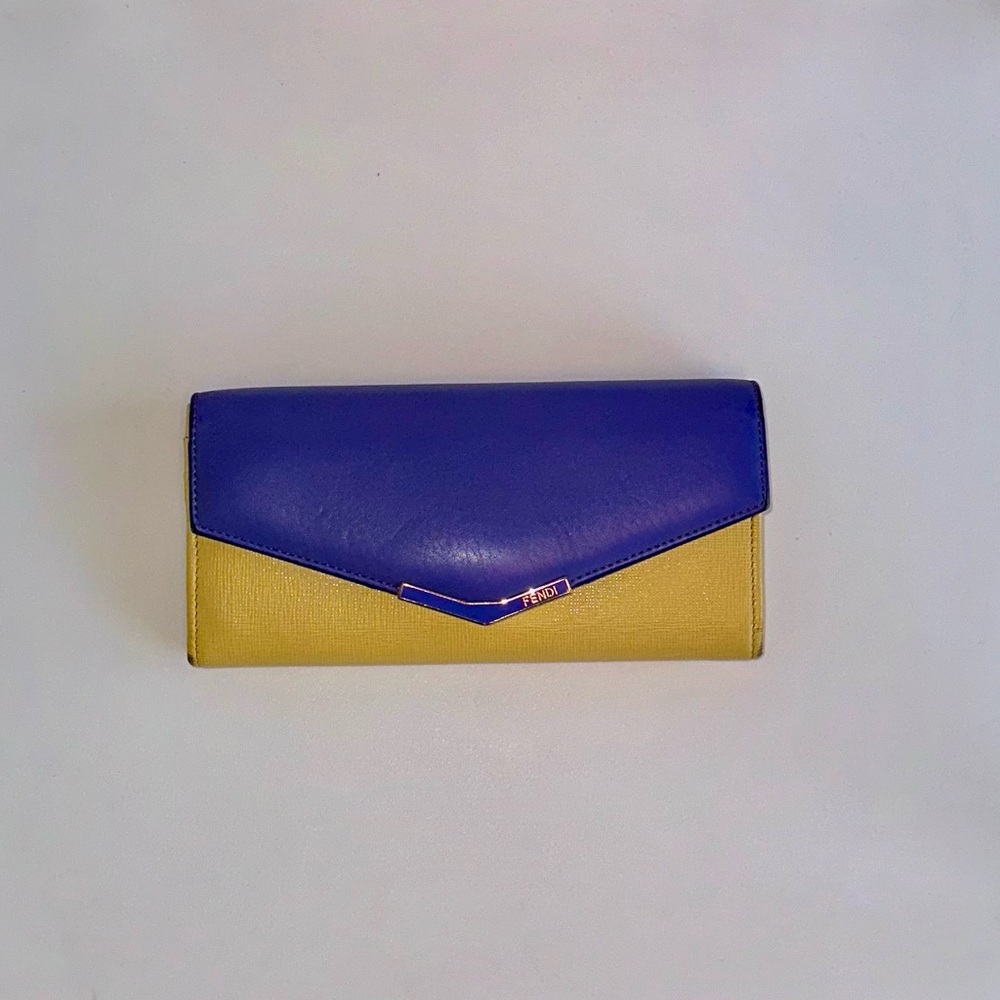 Fendi Blue and Yellow Clutch Wallet